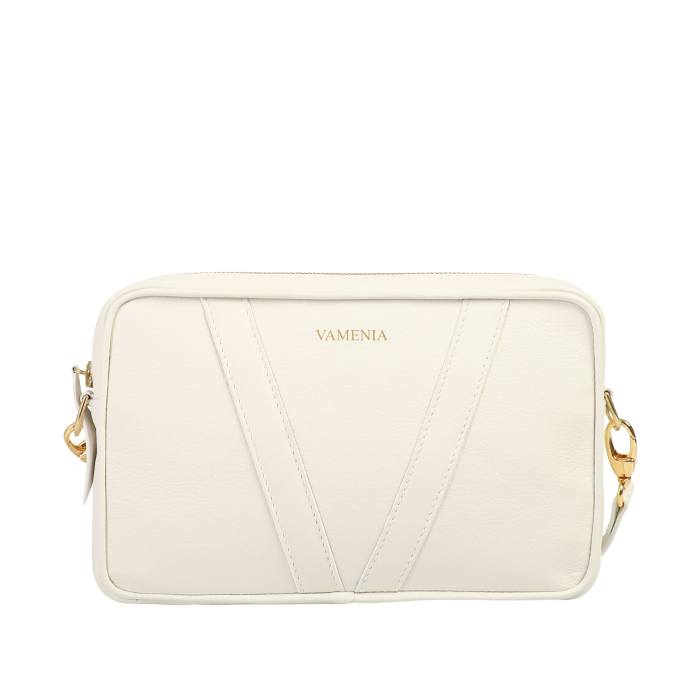 Small Shoulder Bag made of calfskin white -MONETA-